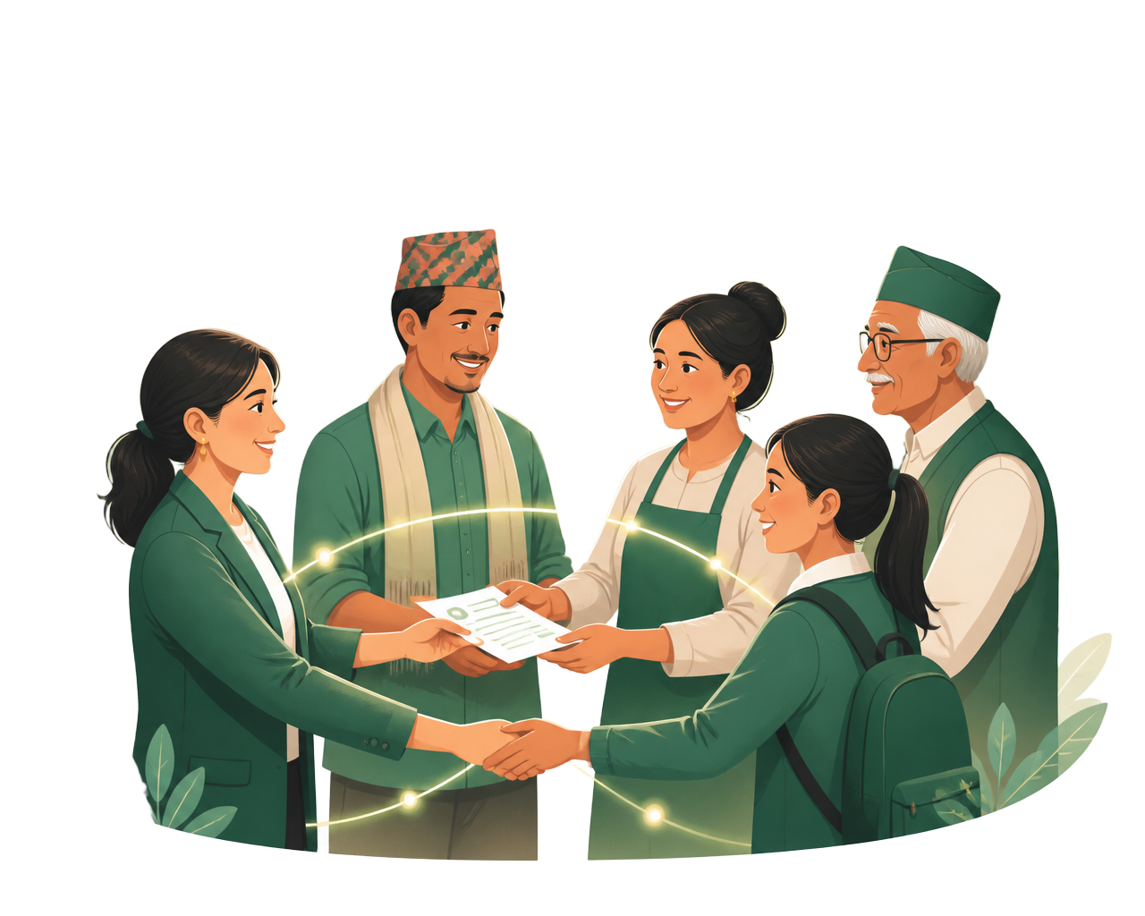 Nepali neighbours, students, farmers and small business owners connected in a circle of trusted lending